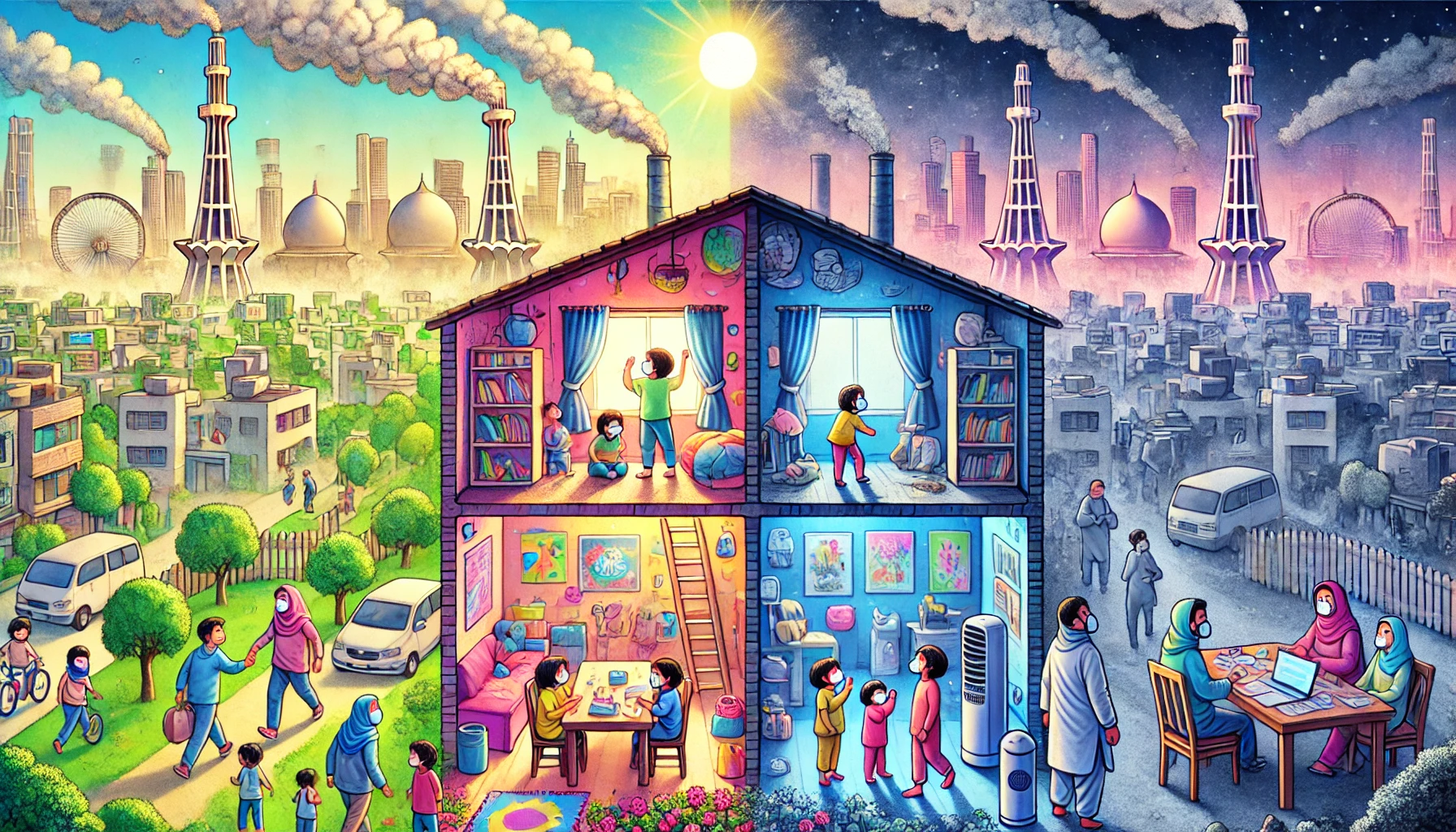 Impact of Smog on Lahore Schoolchildren with 95Lahore.com Branding
