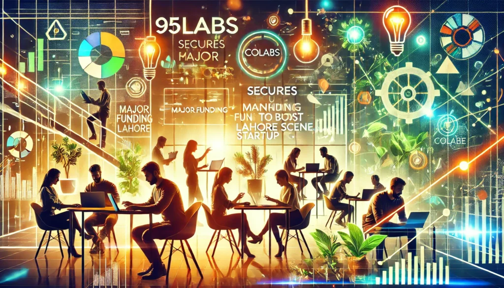 COLABS Funding Boosts Lahore Startup Scene - Modern Coworking Space Vibes with 95Lahore.com Branding
