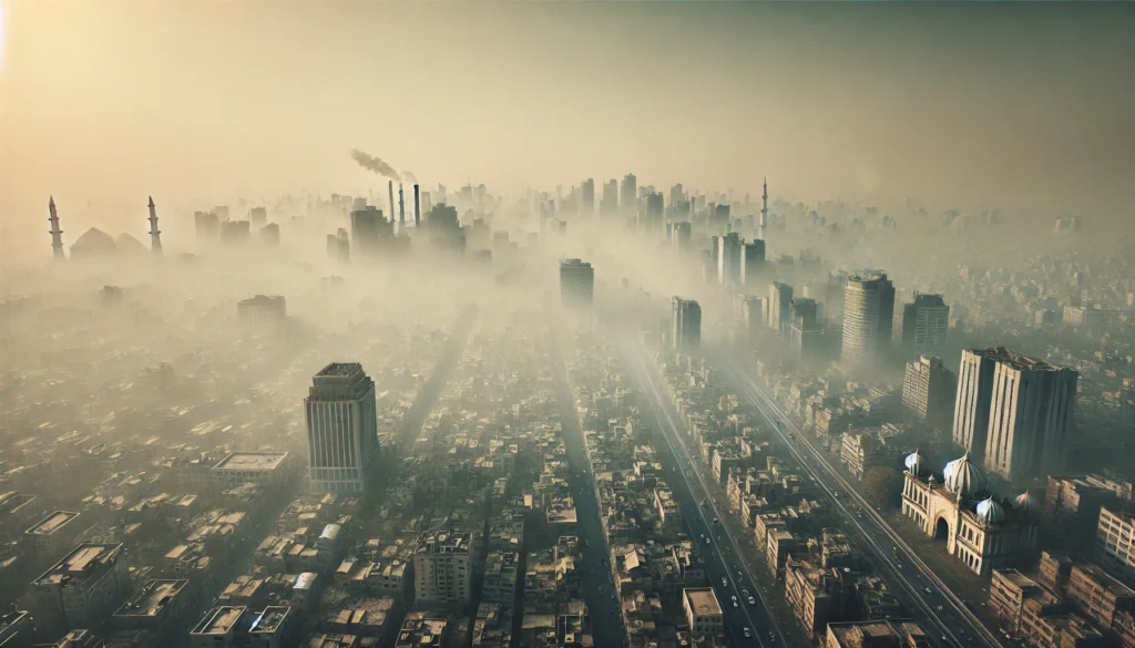 Lahore and Delhi Covered in Smog - Environmental Crisis Visual for 2024